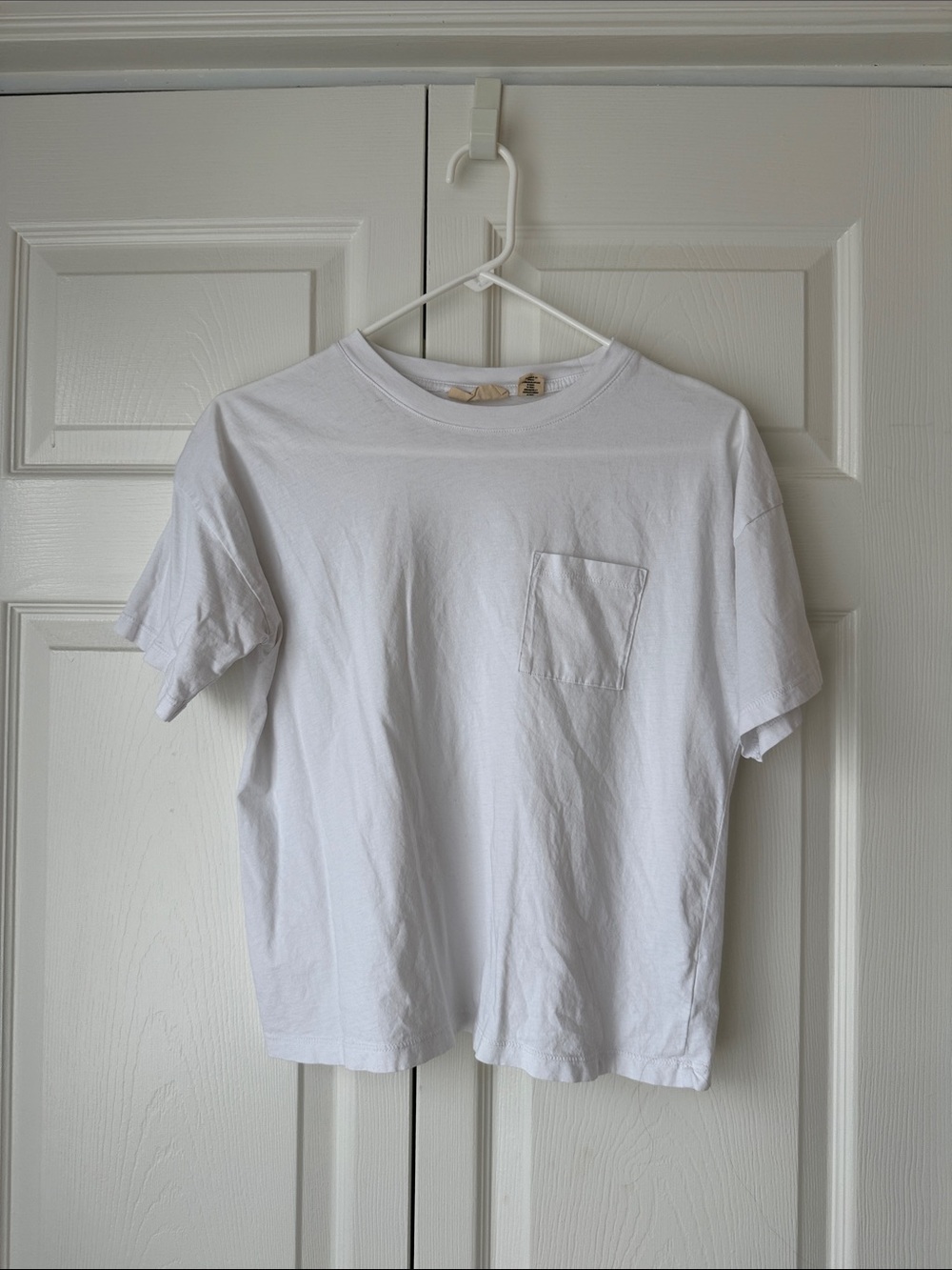 Christian Siriano White Crew Neck Tee with Subtle Pocket